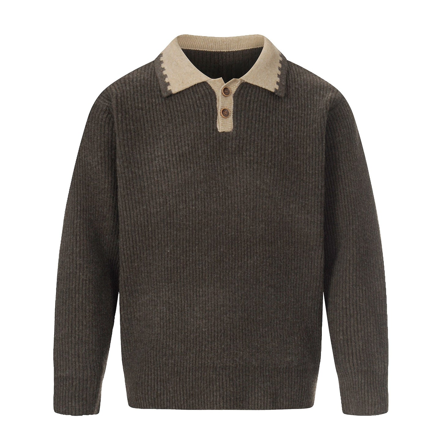 Color-block Polo Neck Knit Sweater for Men