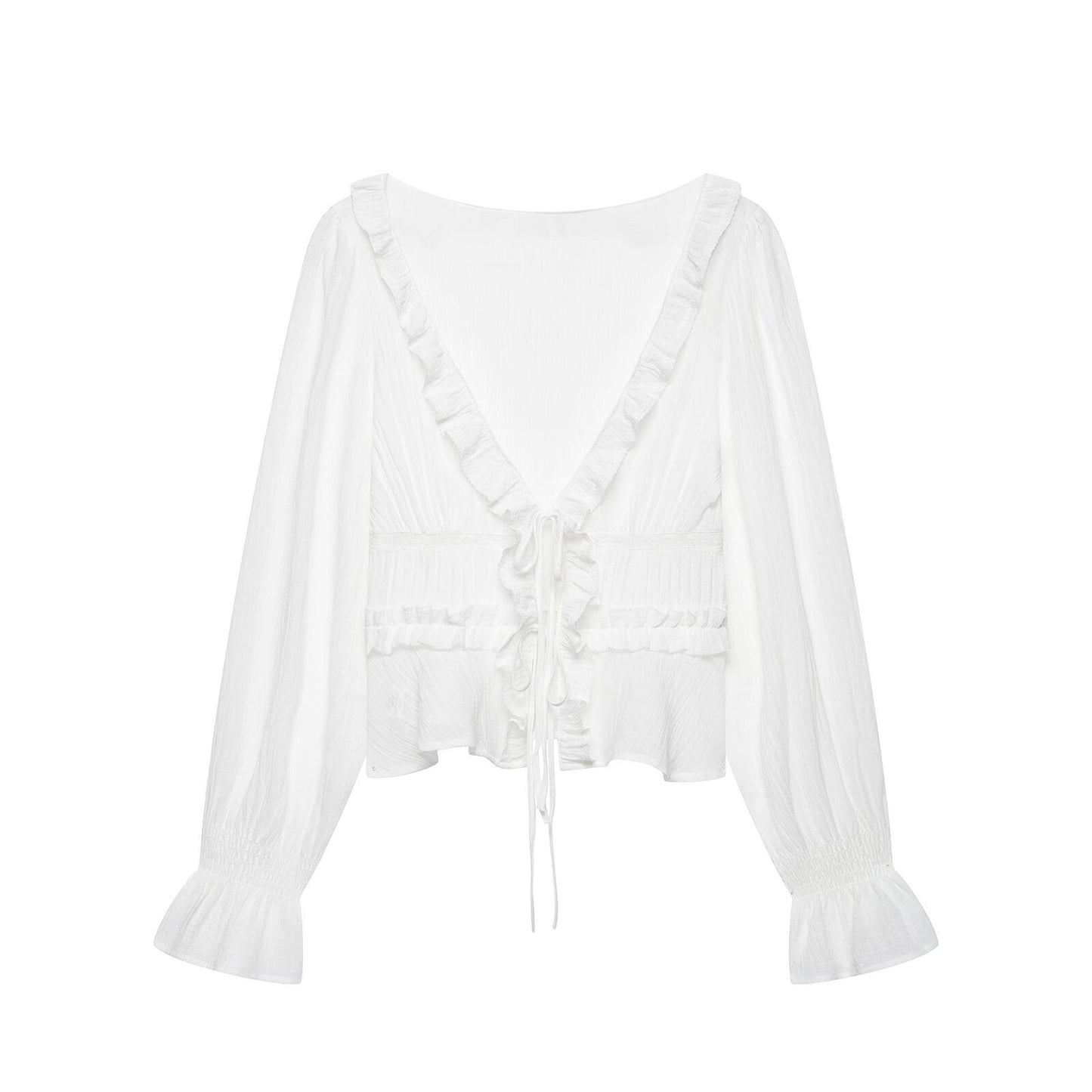 Summer casual V-neck lace women's shirt