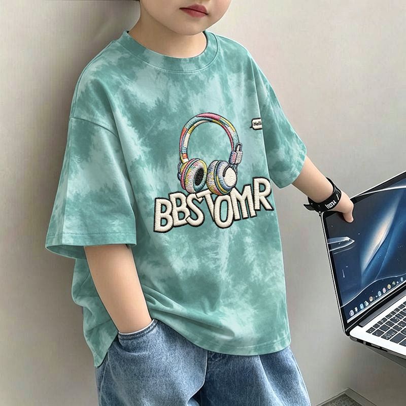 Kids Boys T-Shirt Children's Short Sleeve Dopamine Top Loose Mid to Large Size Casual Trendy T-Shirt
