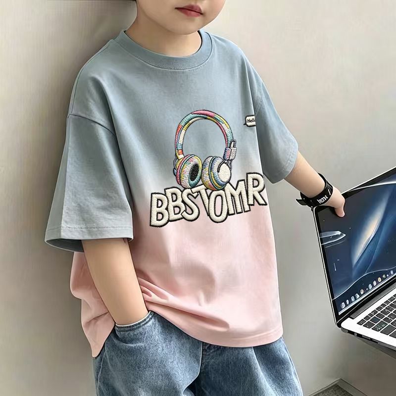 Kids Boys T-Shirt Children's Short Sleeve Dopamine Top Loose Mid to Large Size Casual Trendy T-Shirt
