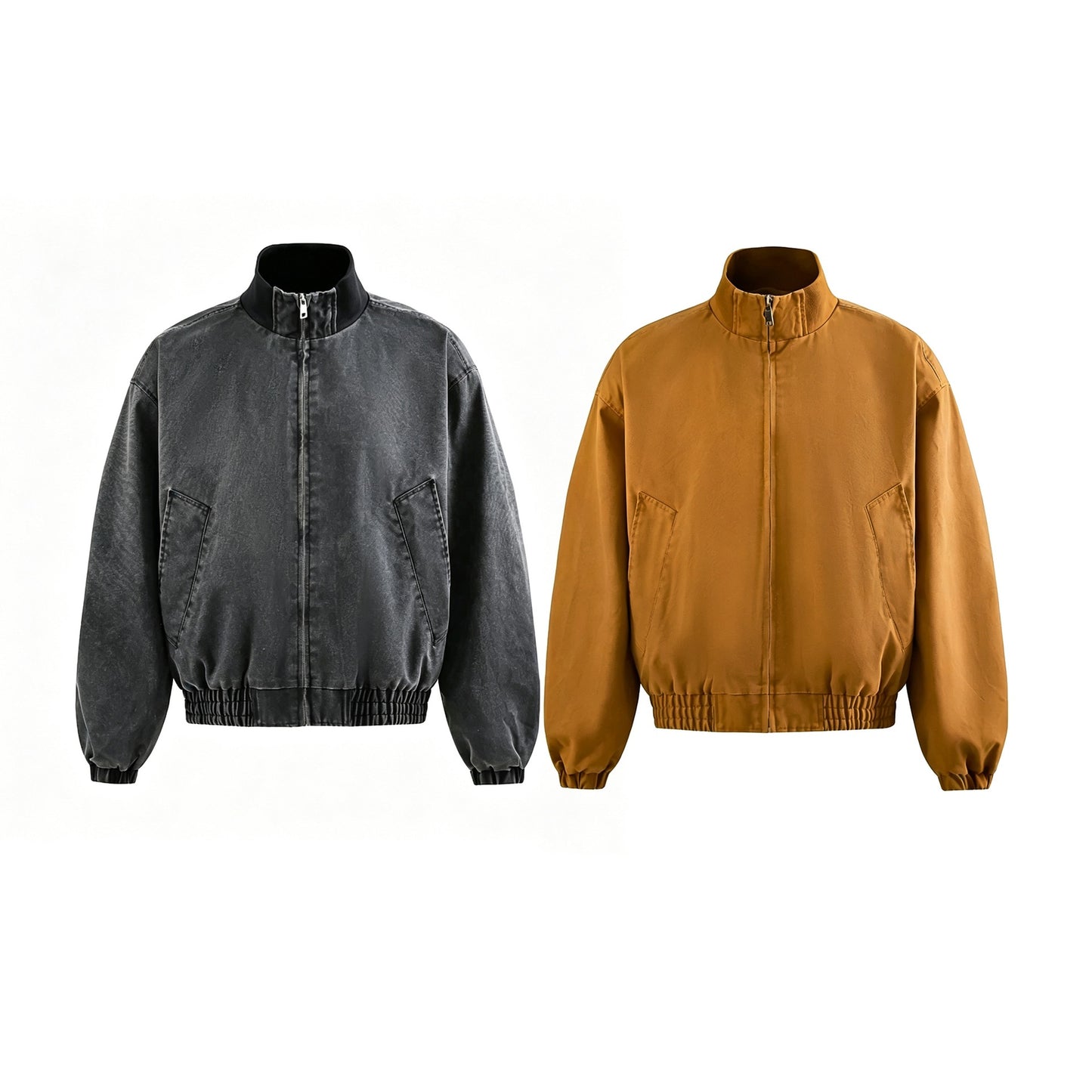 Solid Color Stand-up Collar Jacket Men's Detroit Flight Jacket