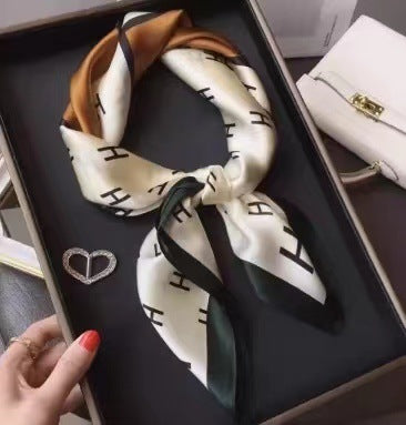 Vintage Ethnic Pattern Silk Scarf for Women, Pure Satin Silk Gift Square Scarf, Mulberry Silk Scarf
