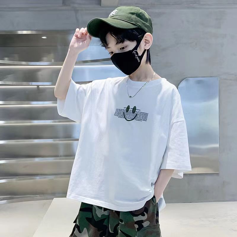 Boy's Short Sleeve Pure T-Shirt, Loose Fit Kids Clothing