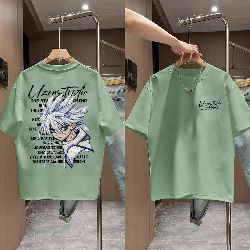 Boy's Short Sleeve T-Shirt Print Top Mid to Large Kids Versatile Student Half Sleeve T-Shirt