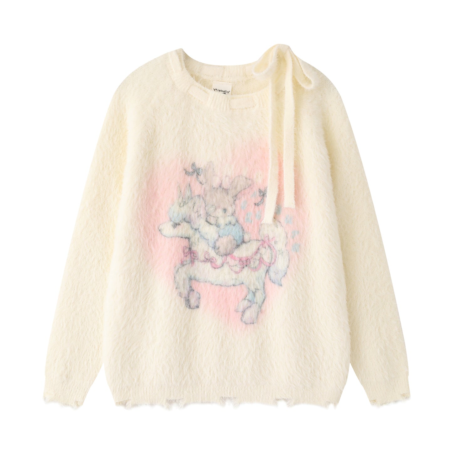 Horse rabbit jacquard sweater