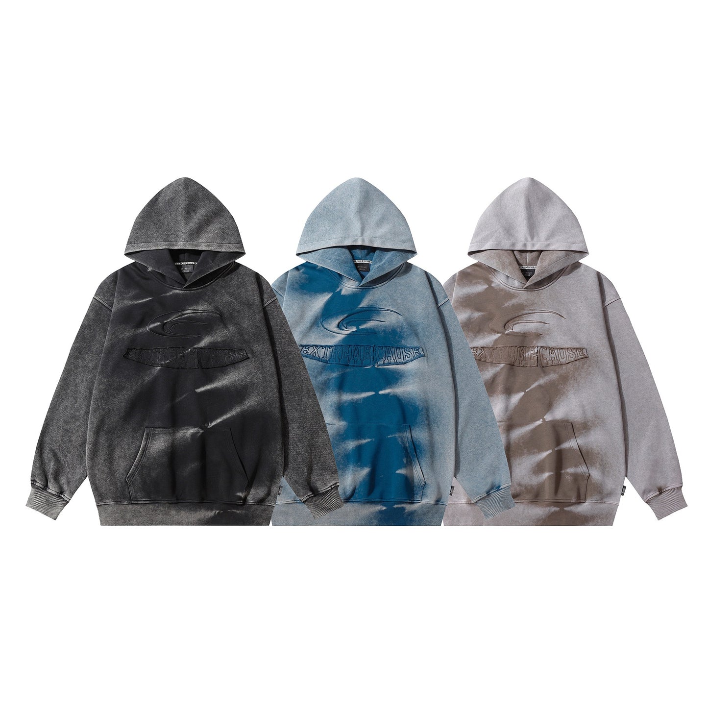 Embossed arc-shaped letter hoodie