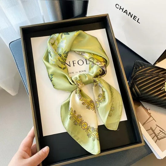 Vintage Ethnic Pattern Silk Scarf for Women, Pure Satin Silk Gift Square Scarf, Mulberry Silk Scarf