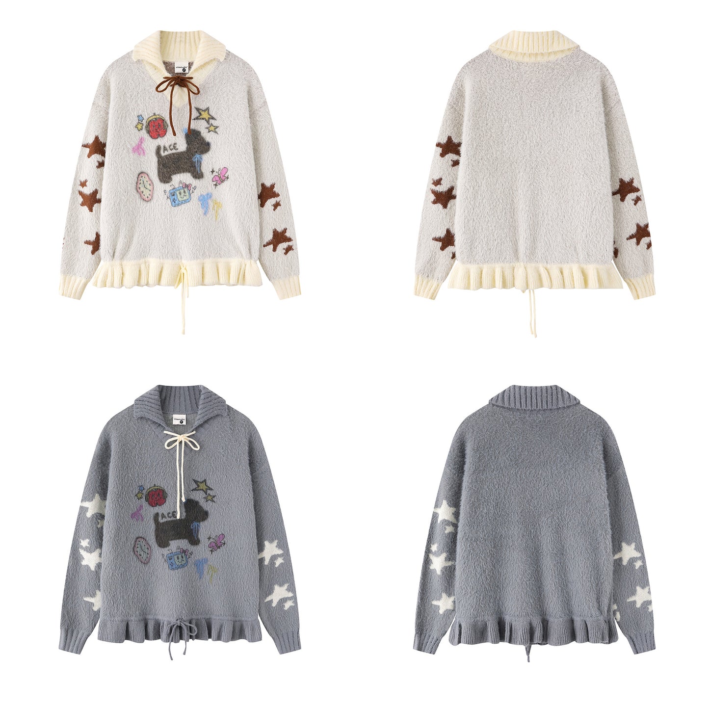Cartoon puppy embroidered sweater