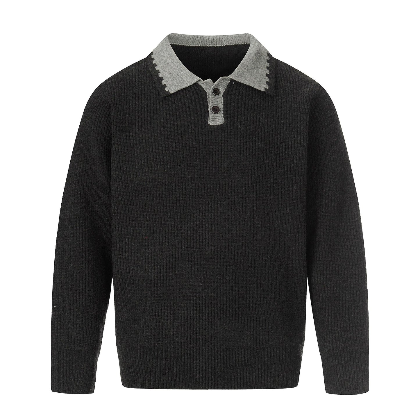 Color-block Polo Neck Knit Sweater for Men