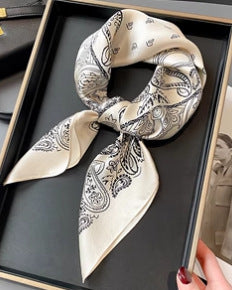 Vintage Ethnic Pattern Silk Scarf for Women, Pure Satin Silk Gift Square Scarf, Mulberry Silk Scarf