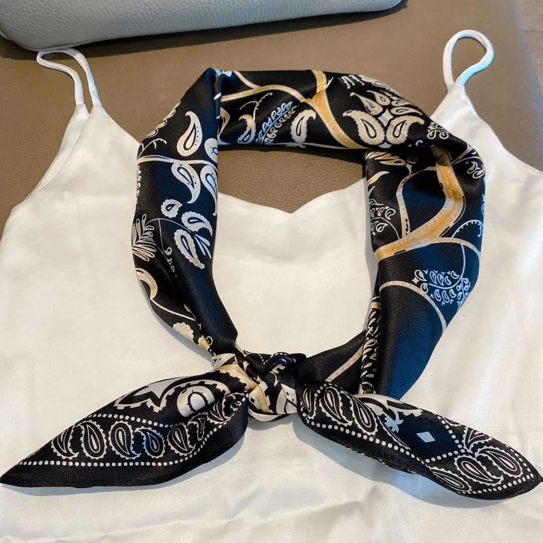 Vintage Ethnic Pattern Silk Scarf for Women, Pure Satin Silk Gift Square Scarf, Mulberry Silk Scarf