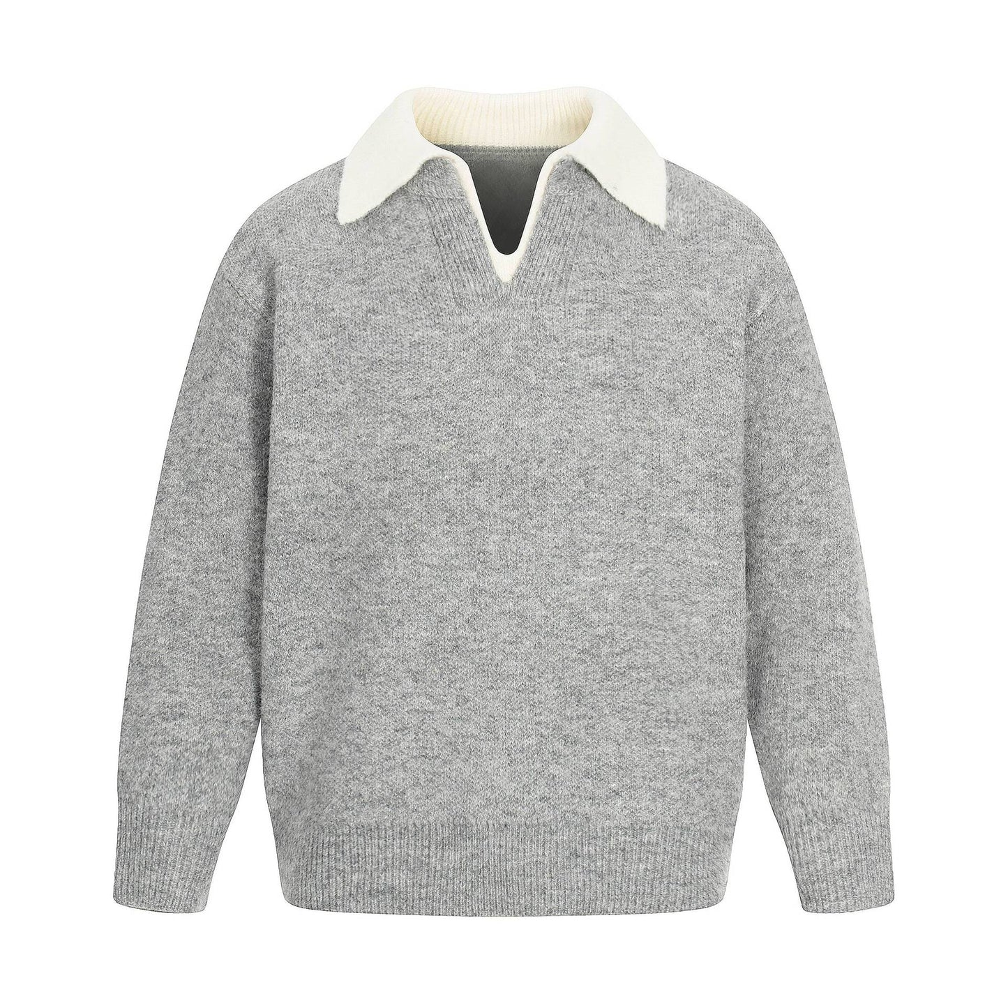 Casual Two-Piece Turn-Down Collar Commuter High-Quality Loose Knit Sweater