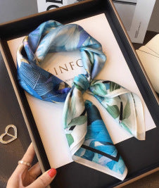 Vintage Ethnic Pattern Silk Scarf for Women, Pure Satin Silk Gift Square Scarf, Mulberry Silk Scarf