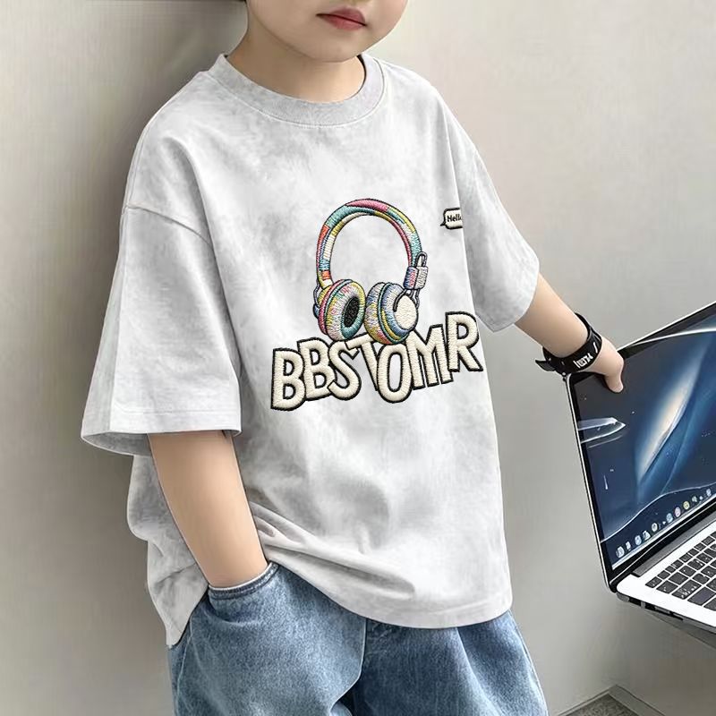 Kids Boys T-Shirt Children's Short Sleeve Dopamine Top Loose Mid to Large Size Casual Trendy T-Shirt