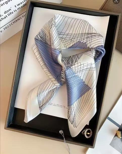 Vintage Ethnic Pattern Silk Scarf for Women, Pure Satin Silk Gift Square Scarf, Mulberry Silk Scarf