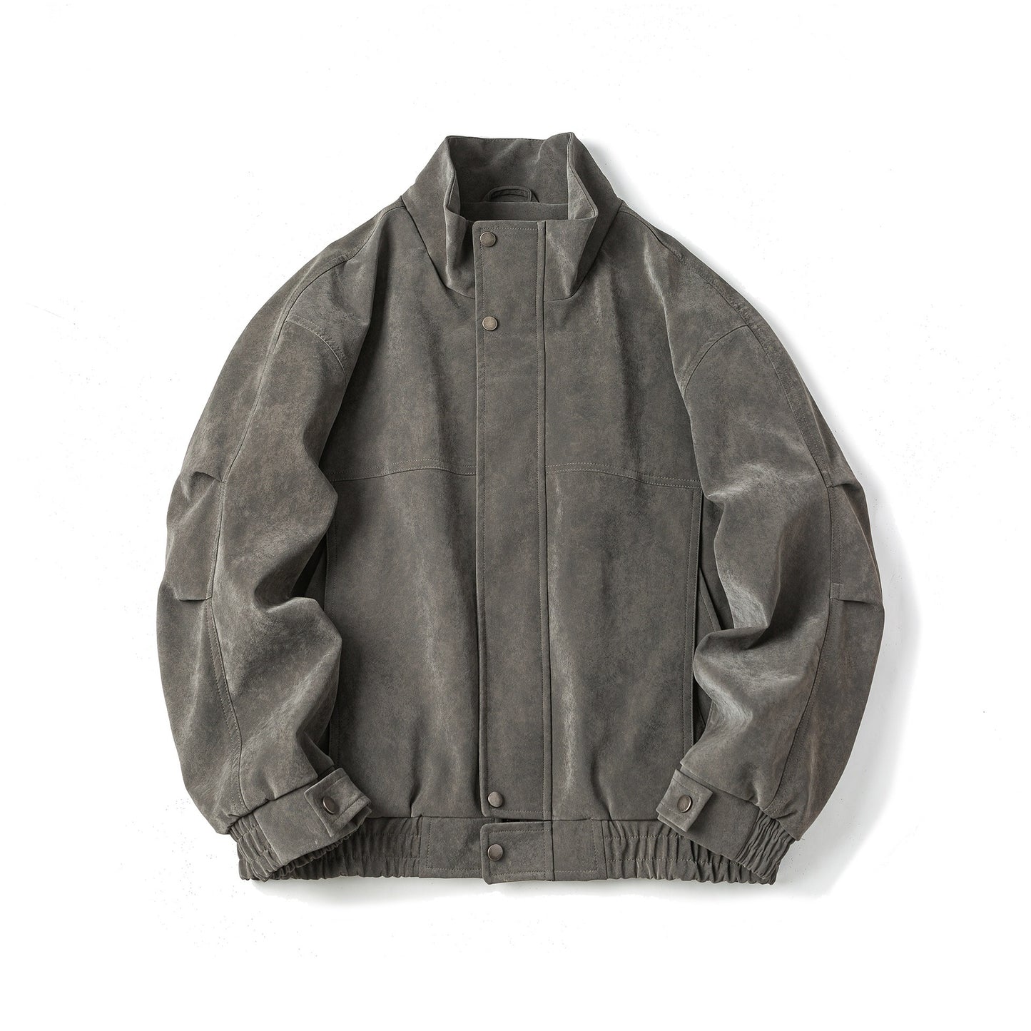 Washed PU Leather  Zipper Stand-up Collar  Slim Fit Men's Jacket