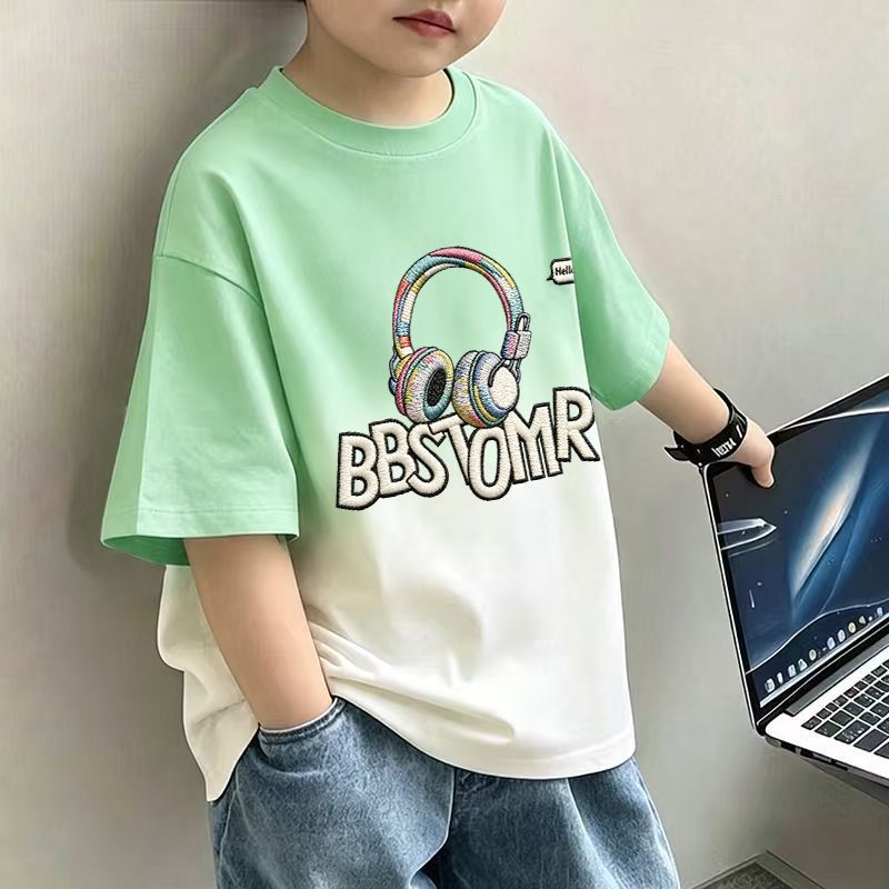 Kids Boys T-Shirt Children's Short Sleeve Dopamine Top Loose Mid to Large Size Casual Trendy T-Shirt