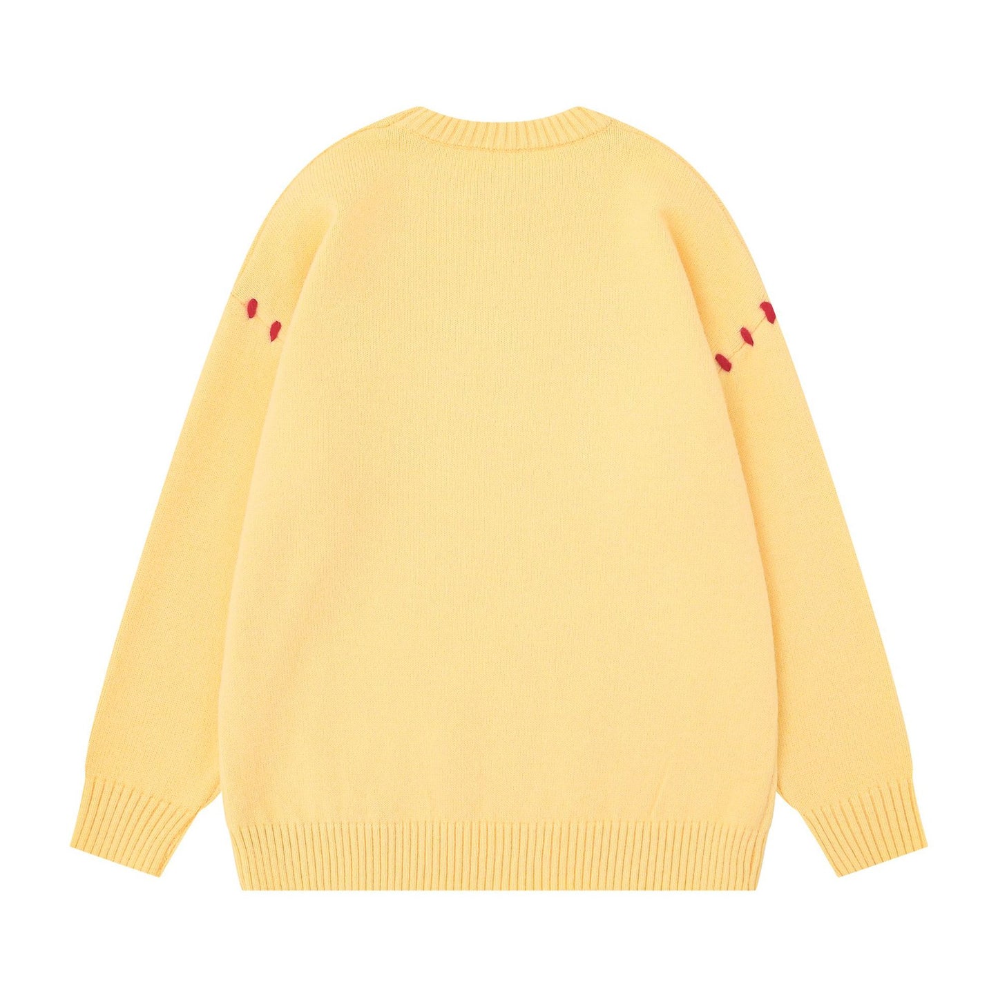 Checkered cat patch embroidered sweater