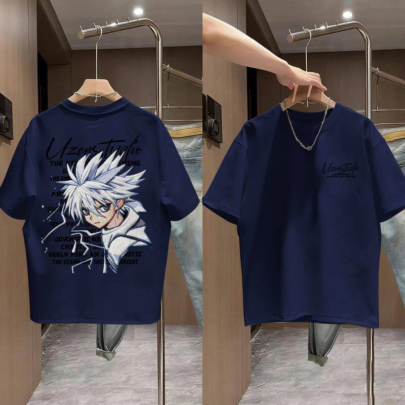 Boy's Short Sleeve T-Shirt Print Top Mid to Large Kids Versatile Student Half Sleeve T-Shirt