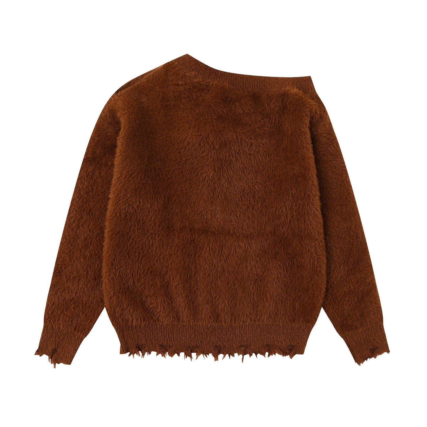 Jacquard Heavy Industry Oblique Shoulder Sweater