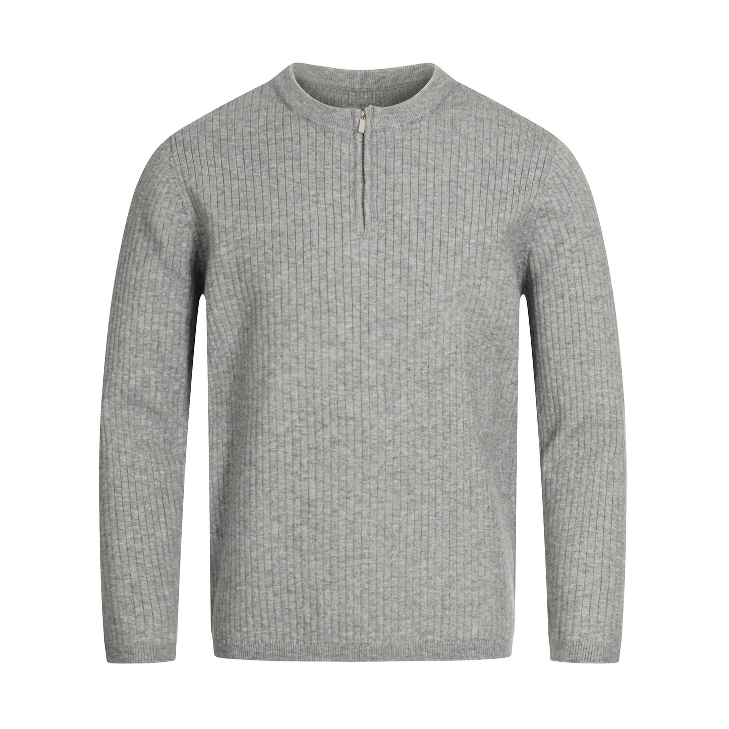 Solid Color Textured Stripe Half-Zip Knit Pullover for Men