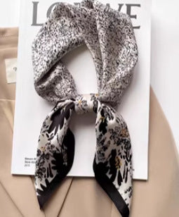 Vintage Ethnic Pattern Silk Scarf for Women, Pure Satin Silk Gift Square Scarf, Mulberry Silk Scarf