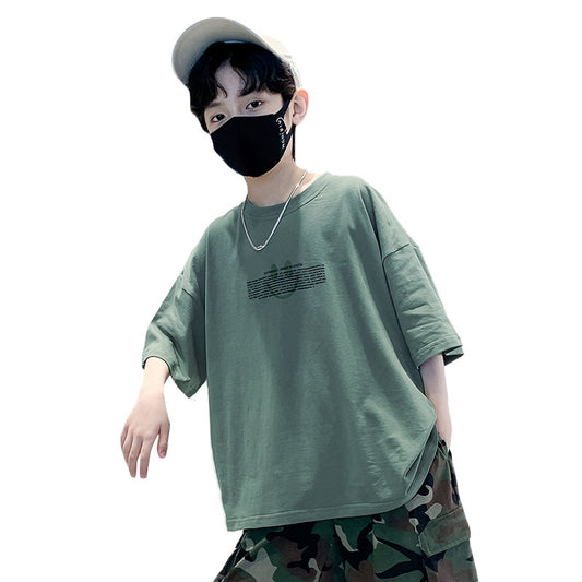 Boy's Short Sleeve Pure T-Shirt, Loose Fit Kids Clothing
