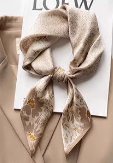 Vintage Ethnic Pattern Silk Scarf for Women, Pure Satin Silk Gift Square Scarf, Mulberry Silk Scarf
