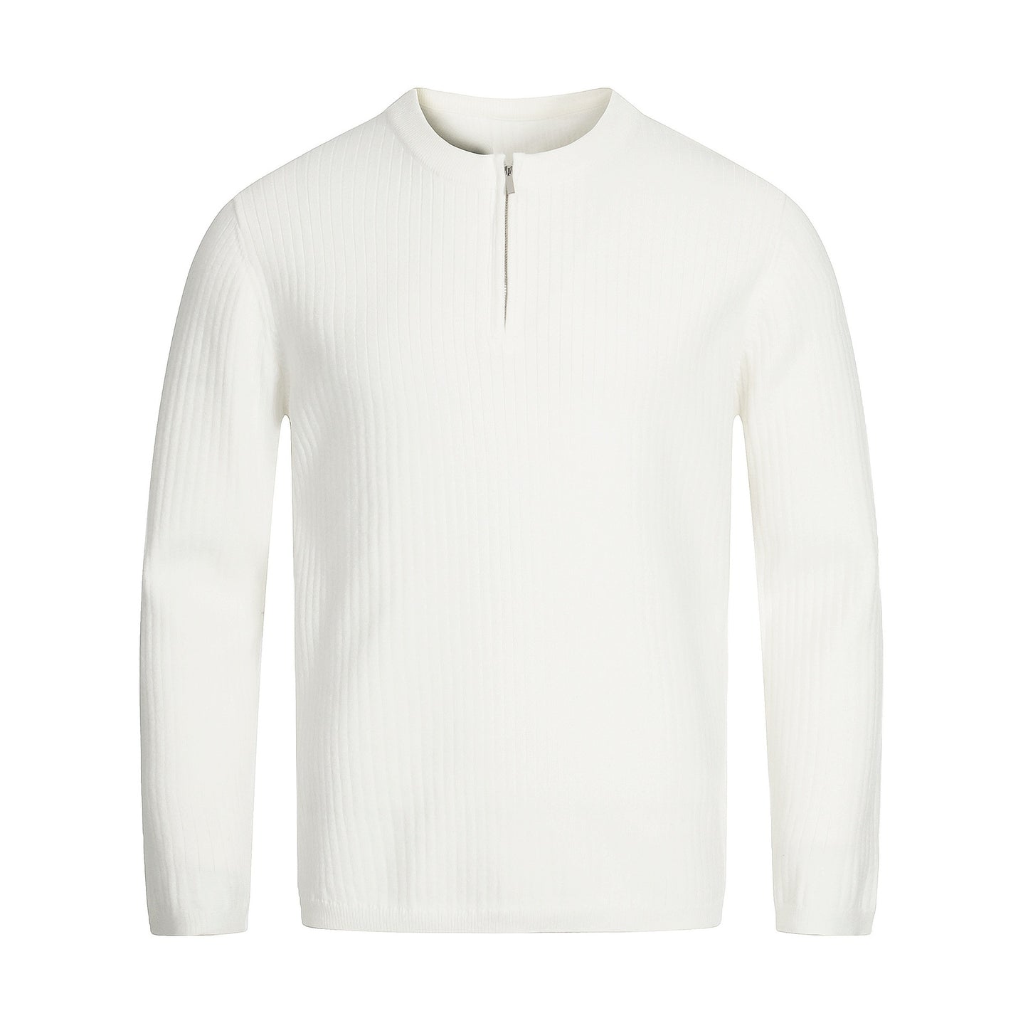Solid Color Textured Stripe Half-Zip Knit Pullover for Men