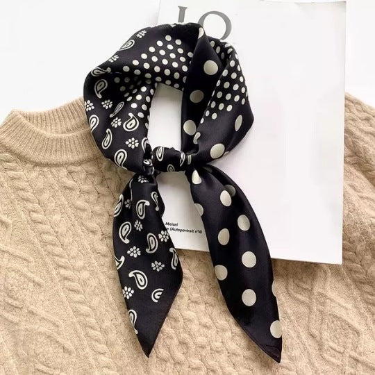 Vintage Ethnic Pattern Silk Scarf for Women, Pure Satin Silk Gift Square Scarf, Mulberry Silk Scarf