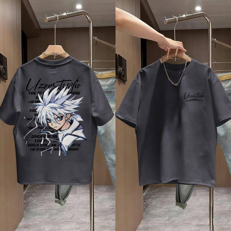 Boy's Short Sleeve T-Shirt Print Top Mid to Large Kids Versatile Student Half Sleeve T-Shirt