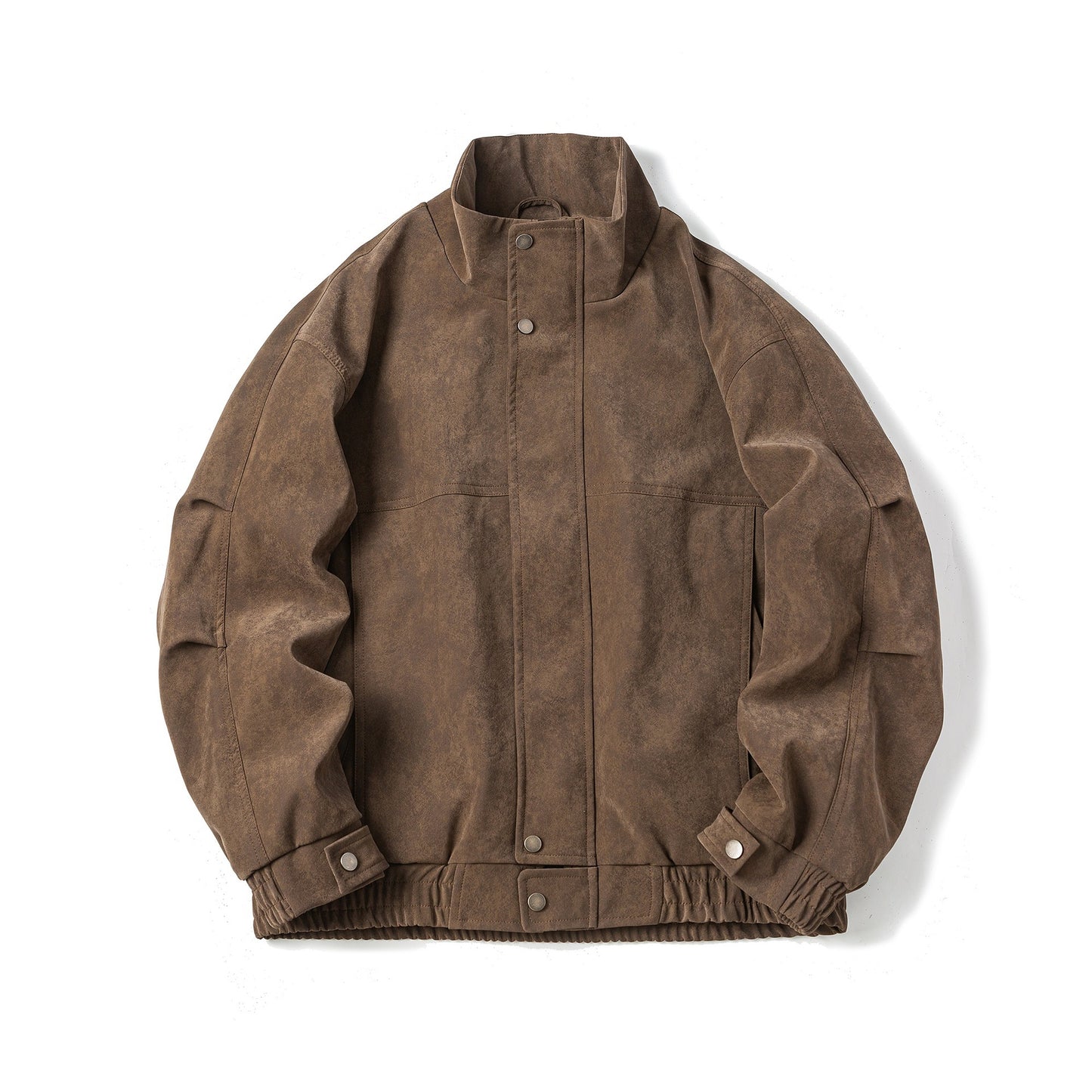 Washed PU Leather  Zipper Stand-up Collar  Slim Fit Men's Jacket