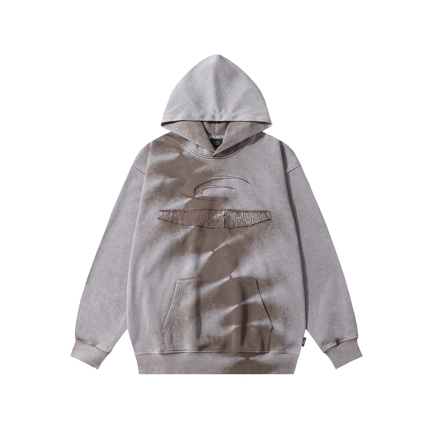 Embossed arc-shaped letter hoodie