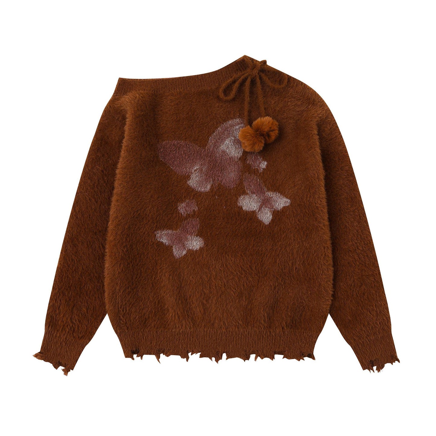 Jacquard Heavy Industry Oblique Shoulder Sweater