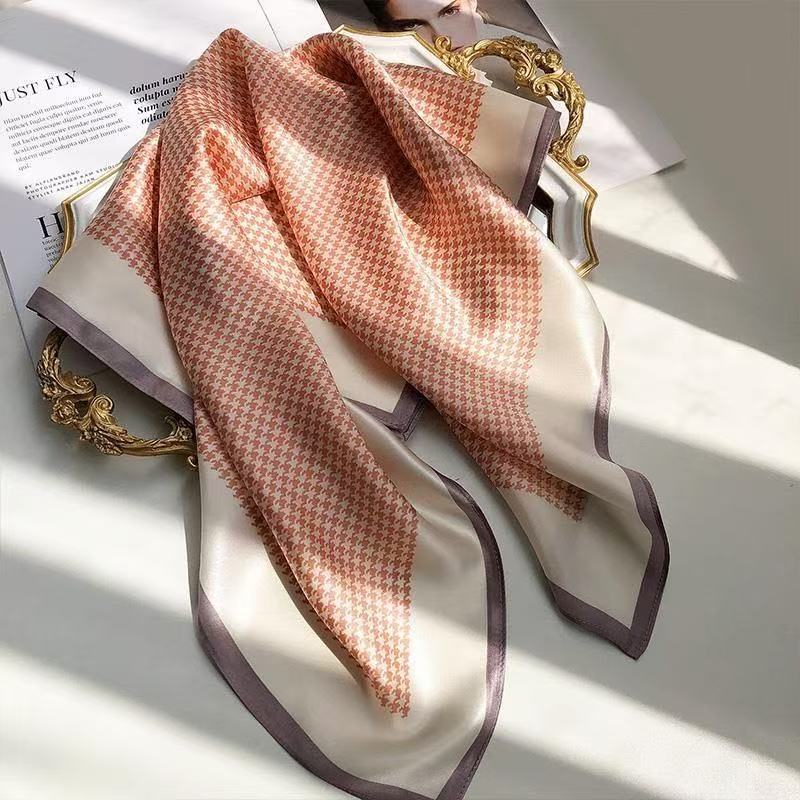 Vintage Ethnic Pattern Silk Scarf for Women, Pure Satin Silk Gift Square Scarf, Mulberry Silk Scarf