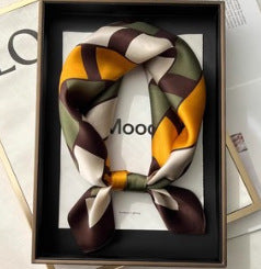 Vintage Ethnic Pattern Silk Scarf for Women, Pure Satin Silk Gift Square Scarf, Mulberry Silk Scarf