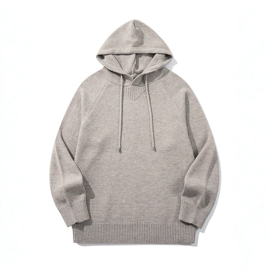 Men's Casual Loose Shoulder Sleeve Pullover Solid Color Knitted Sweater