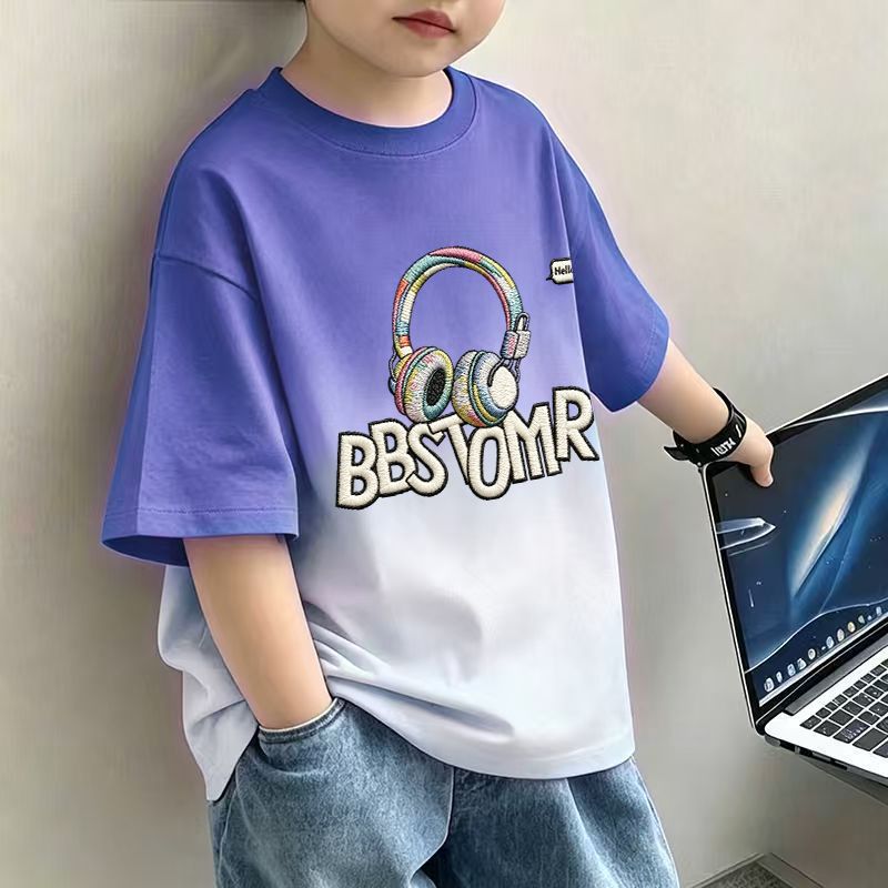 Kids Boys T-Shirt Children's Short Sleeve Dopamine Top Loose Mid to Large Size Casual Trendy T-Shirt
