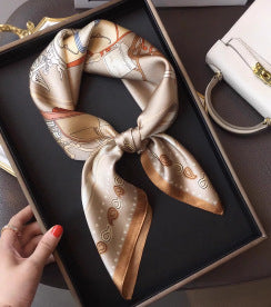 Vintage Ethnic Pattern Silk Scarf for Women, Pure Satin Silk Gift Square Scarf, Mulberry Silk Scarf
