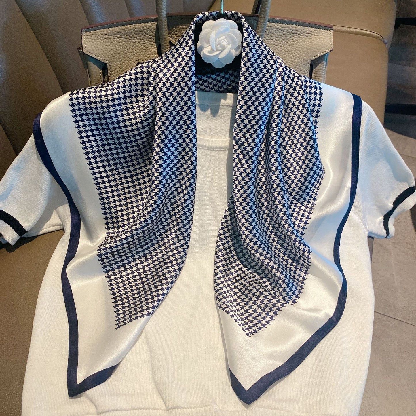 Vintage Ethnic Pattern Silk Scarf for Women, Pure Satin Silk Gift Square Scarf, Mulberry Silk Scarf
