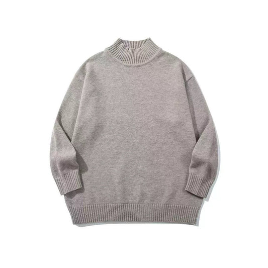 High Neck Sweater Men Solid Color Basic Inner Knitwear