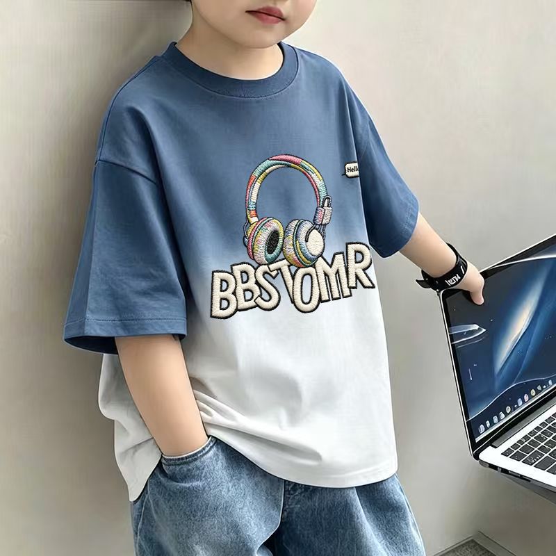 Kids Boys T-Shirt Children's Short Sleeve Dopamine Top Loose Mid to Large Size Casual Trendy T-Shirt