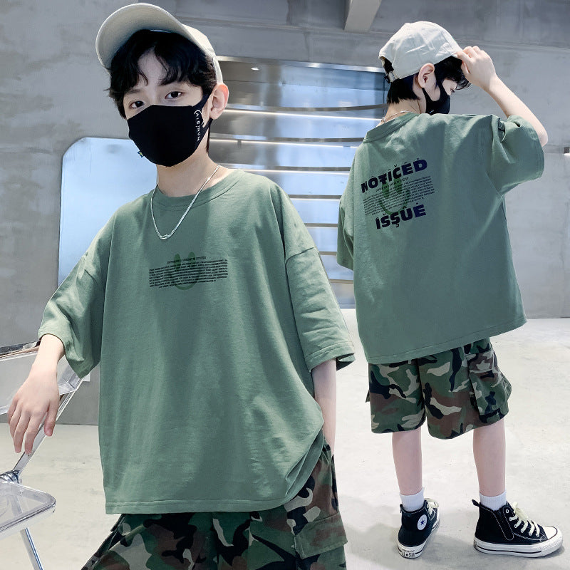 Boy's Short Sleeve Pure T-Shirt, Loose Fit Kids Clothing