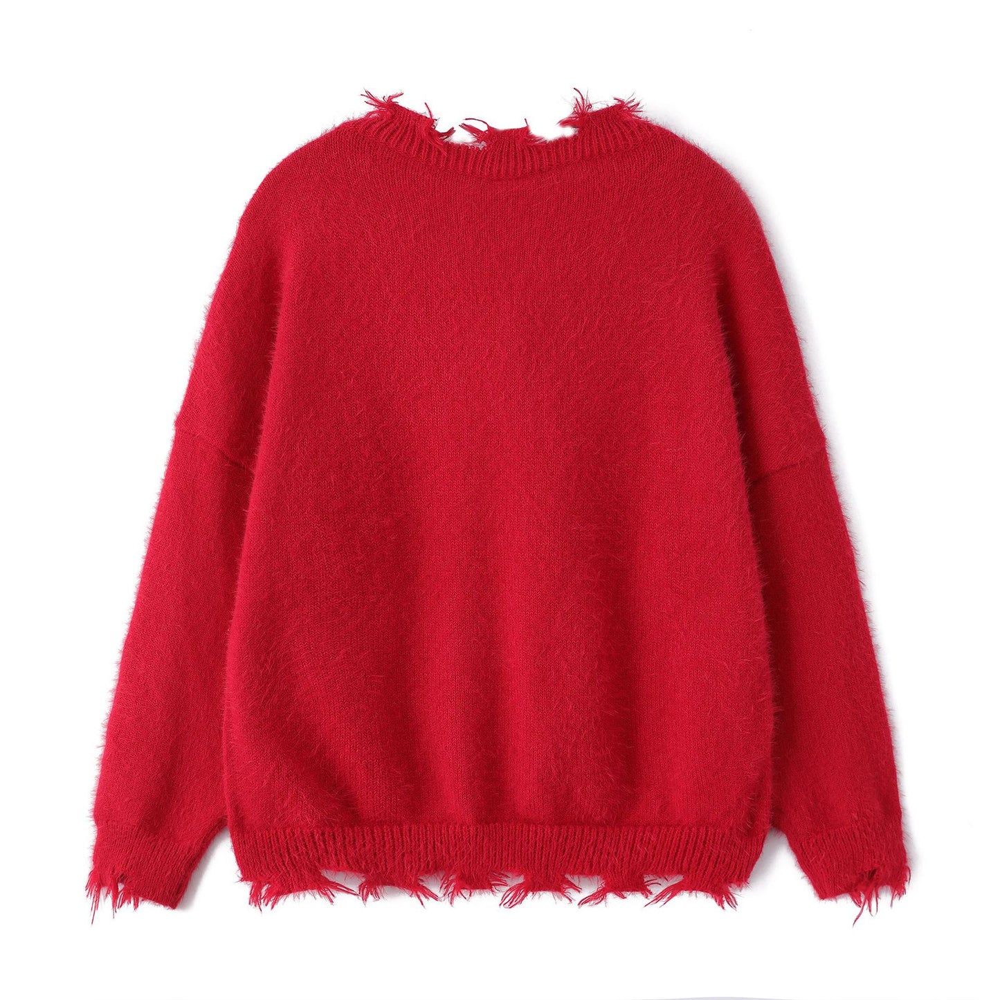 Ragged collar tied sweater