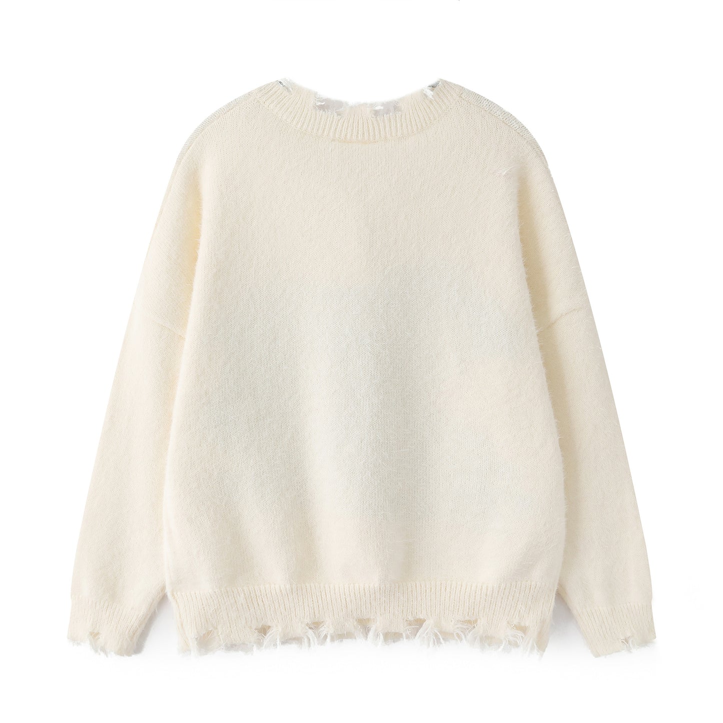 Ragged collar tied sweater
