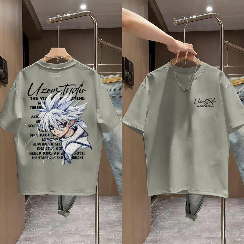 Boy's Short Sleeve T-Shirt Print Top Mid to Large Kids Versatile Student Half Sleeve T-Shirt