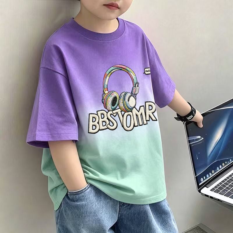 Kids Boys T-Shirt Children's Short Sleeve Dopamine Top Loose Mid to Large Size Casual Trendy T-Shirt