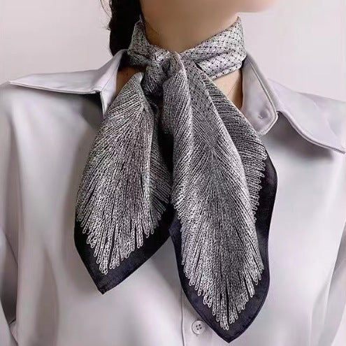 Vintage Ethnic Pattern Silk Scarf for Women, Pure Satin Silk Gift Square Scarf, Mulberry Silk Scarf