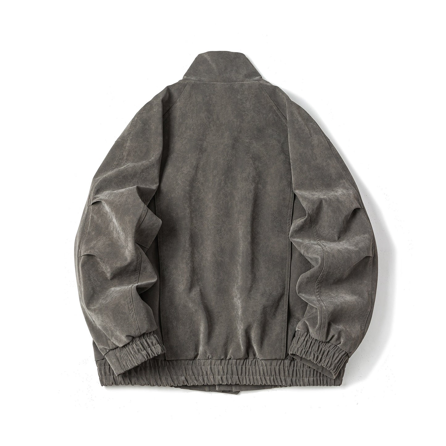 Washed PU Leather  Zipper Stand-up Collar  Slim Fit Men's Jacket