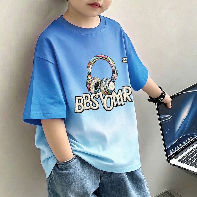Kids Boys T-Shirt Children's Short Sleeve Dopamine Top Loose Mid to Large Size Casual Trendy T-Shirt